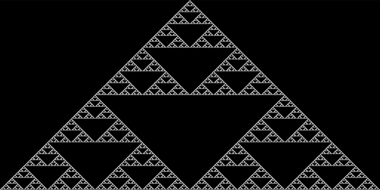 Rule 28 creates a Sierpiński triangle.